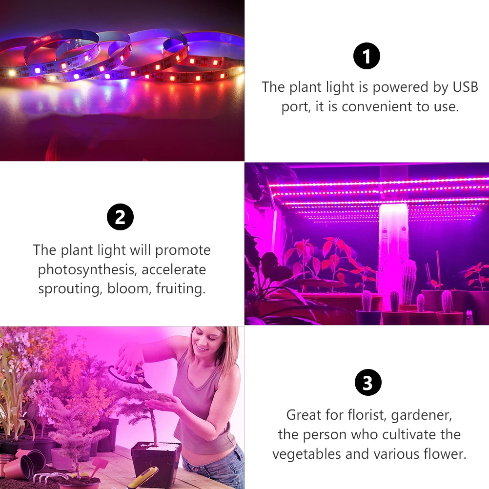 

USB LED Grow Light Strips Full Spectrum Plant Lamp Strip for Indoor Growth Seedling Flower Fruit Succulents Greenhouse Growing