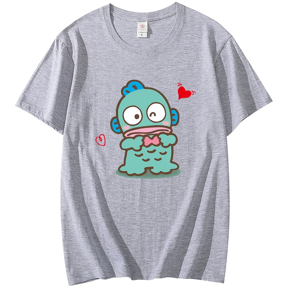 Sanrio Hangyodon Men's and Women's printing T-shirt men and women casual street sports student couple T-shirt