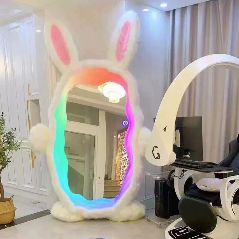 Frame Toilet Length Mirror Art Floor Big Shower Standing Aesthetic Mirror Maiden Rabbit Irregular Dekoracyjne Creative Decor