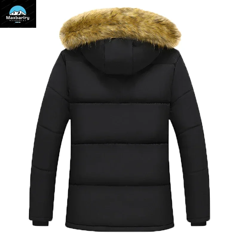 Parka masculina impermeável com capuz de pele, parkas de lã grossa, casaco casual, casaco quente de inverno, moda outono, nova