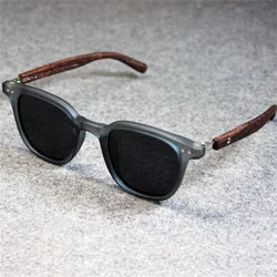 Classic Wood Grain Mirror Legs Sunglasses Men's Small Frame Square Sun Glasses Women's High Quality Fishing Eyewear UV400