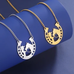 Unift Horse Girl Heart Necklace for Women Trendy Fashion Cowboy Cowgirl Equestrian Jewelry Horse Lover Accessories Birthday Gift