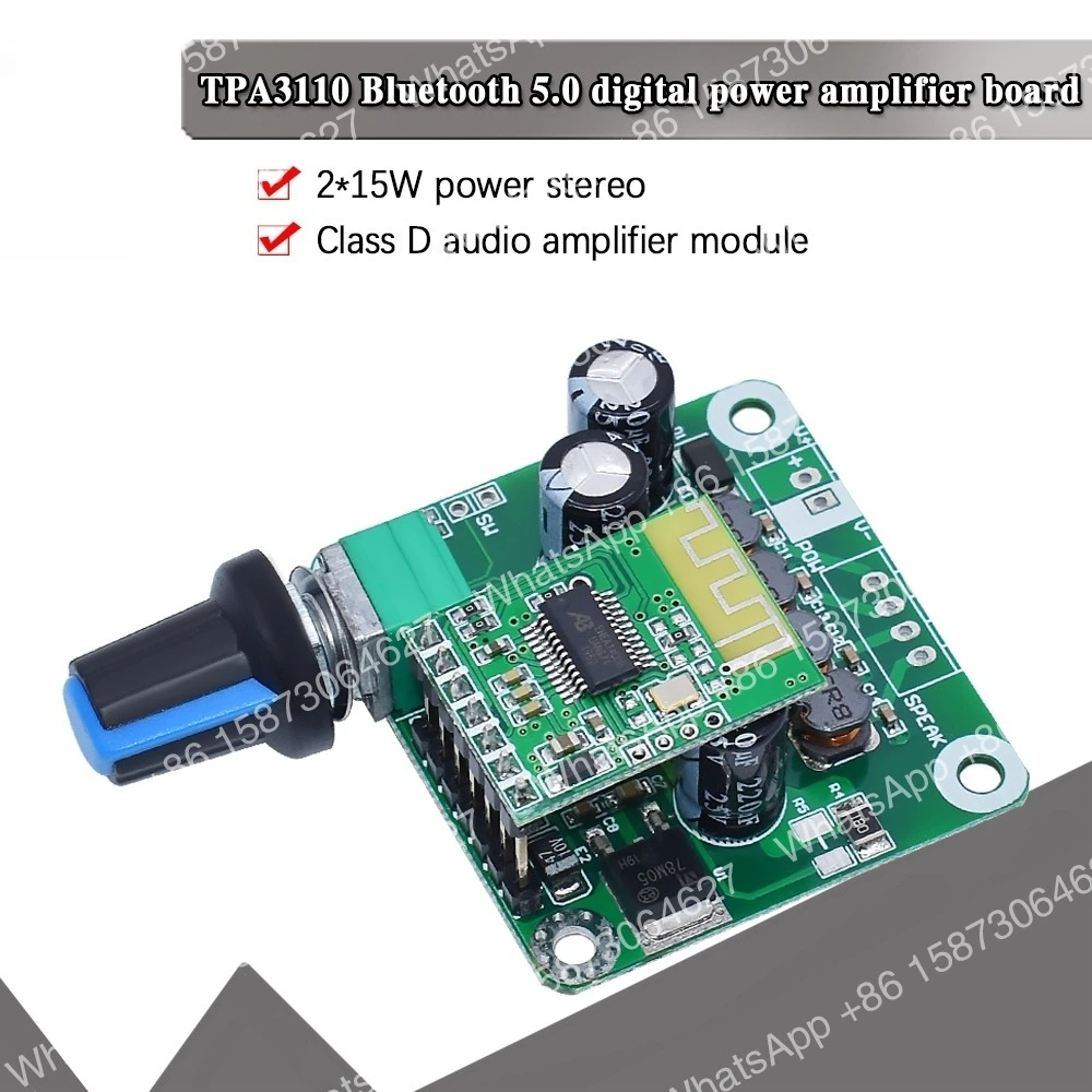 20 piezas de módulos de placa amplificadora de audio estéreo digital Bluetooth 4.2 TPA3110 de 15W+15W, 12V-24V para coche, para altavoz USB, portátil