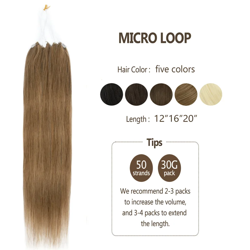 Salon Grade 3rd Generation Micro Beads Feather Human Hair Extensions Pure Solid Color Natural Straight 12 16 20 Inch Daily Hair