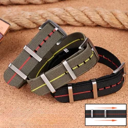 Retro Parachute Nylon Watch Strap for Rolex Tudor Biwan Omega Heuer Iwc Men High Density Knitting 18 20 22mm Replace Accessories