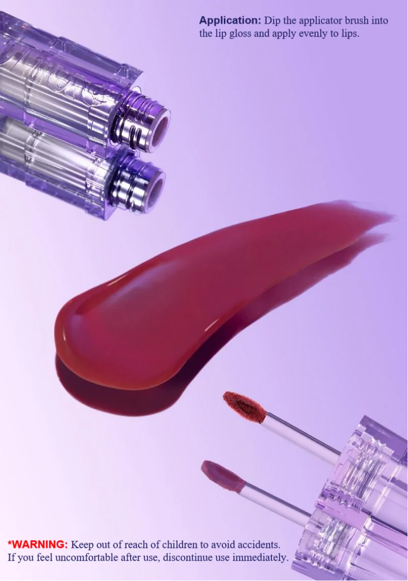 Uhue Plump Lip Glaze 3ml-Moisturizing Water Gloss with Glass Shine for Spring-Summer Lip Stick Makeup Beauty Cosmetics