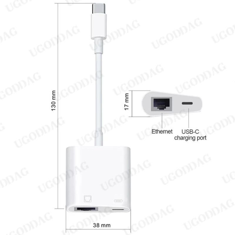 Adaptador convertidor Ethernet para teléfono móvil, tarjeta de red tipo C a Puerto RJ45, carga PD, conexión estable para Chromecast, Google TV