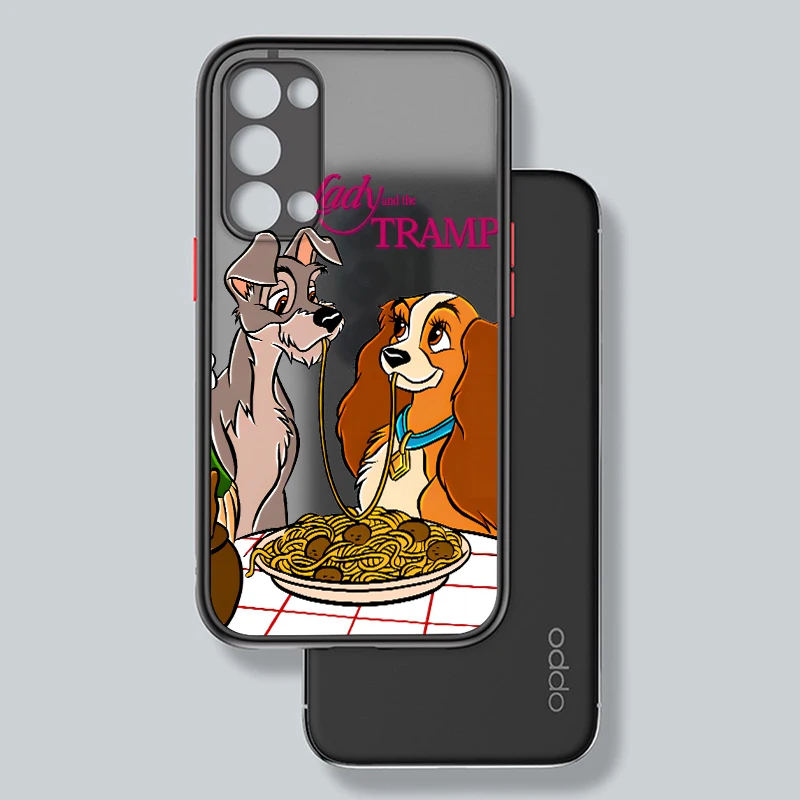 Disney Lady and the Tramp For Oppo A98 A78 A94 A76 A74 A73 A54 A53 2020 Reno 8 7 6 5 5G Frosted Translucent Phone Case