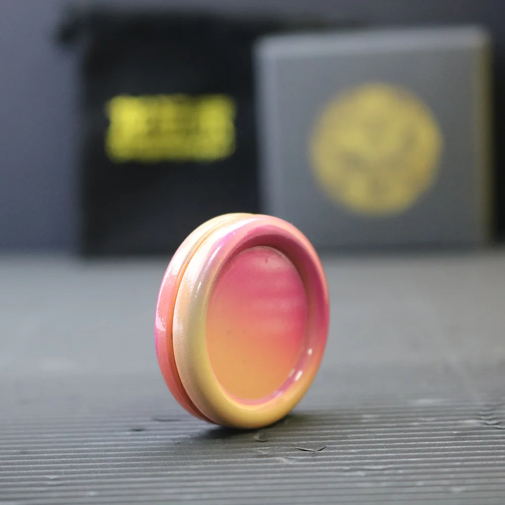 Mini gradiente rosa moeda mão spinner empurrar sliders brinquedo adulto portátil alívio do estresse edc ventilação artefatos fidget tdah autismo brinquedos