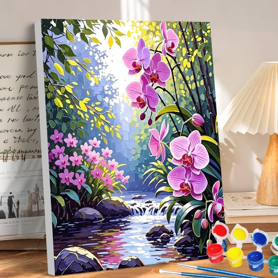 GATYZTORY Painting Kit By Number Decorative Classic scenery Flower Drawing Wall Art Picture Paint