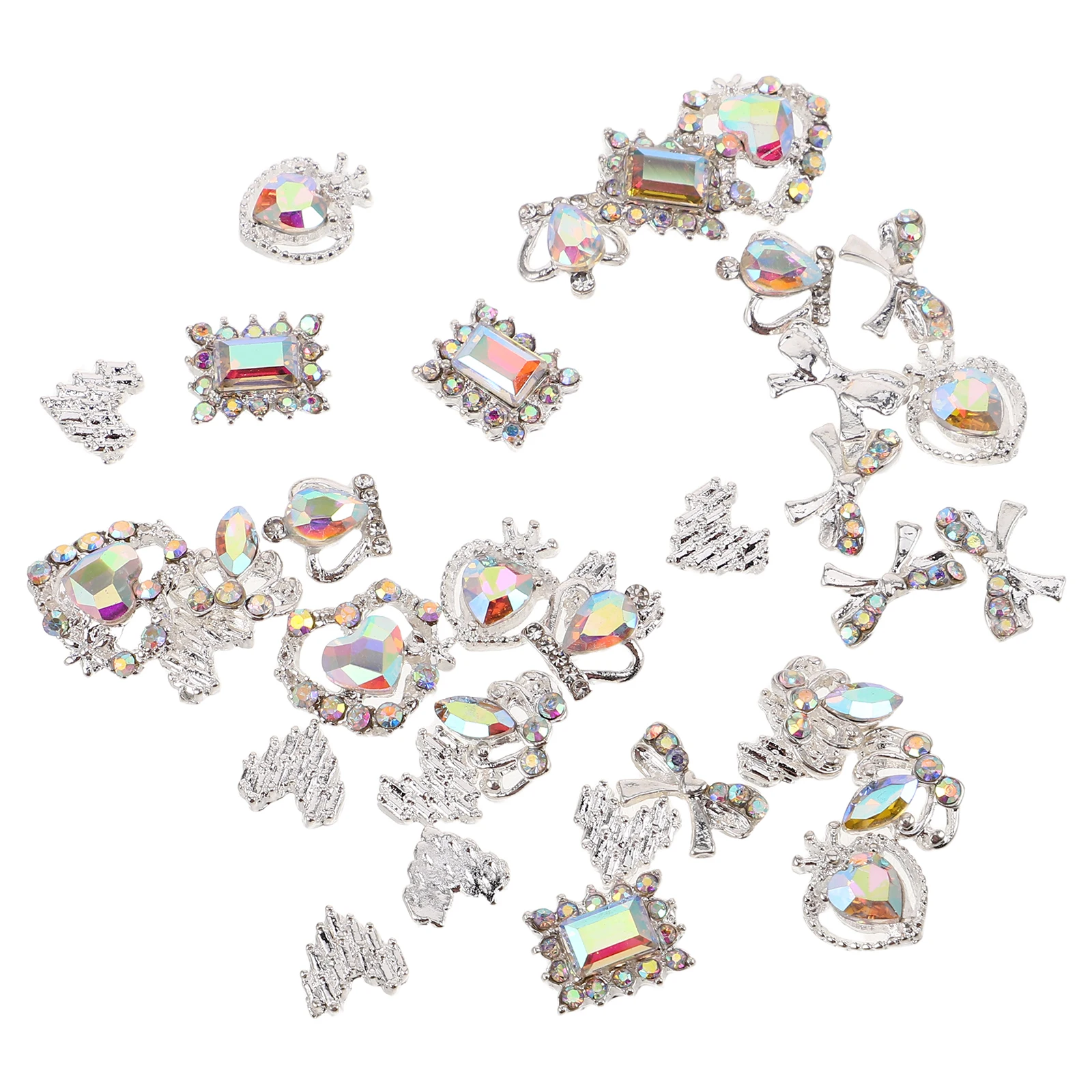 

1 Box Rhinestone Charms Heart Bow Crown Mixed Style Nail Art Decorations Jewelry Gems For Valentine'S Day Wedding Women Manicure