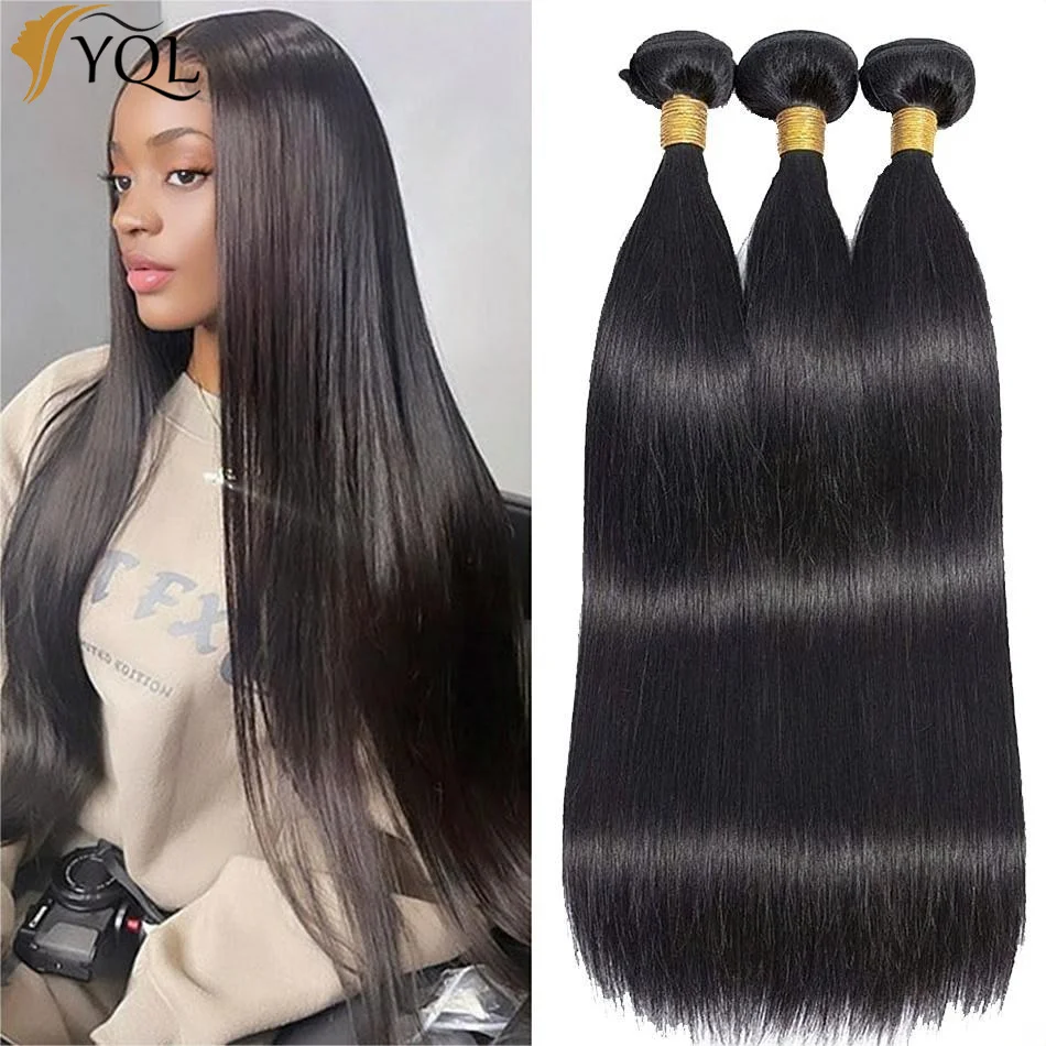 Straight Hair Bundles Human Hair Bundles 8-30 Inch Brazilian Remy Bone Straight Hair Weave Bundles Natural Color Hair Extensions