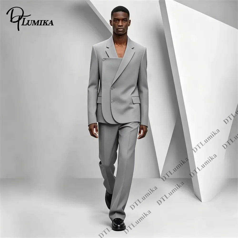 Classic Solid Black 2 Piece Suit for Men Slim Fit Notch Lapel Blazer Pants Formal Wedding Interview Prom Party Daily Work Suit