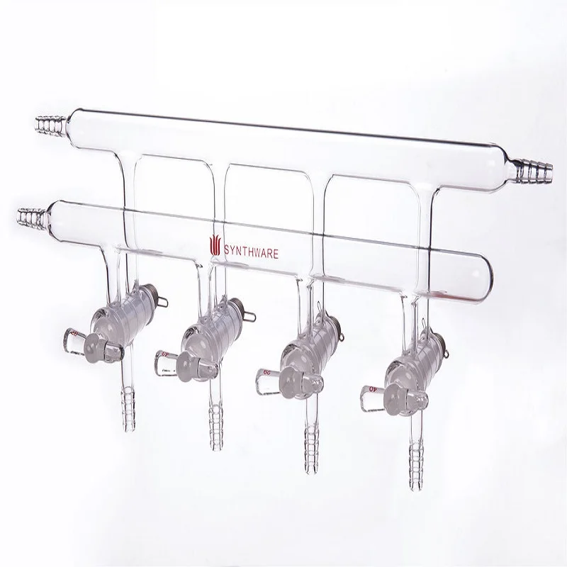 

SYNTHWARE Vacuum gas distributor with double row pipes, Solid plug, MANIFOLD, HIGH VACUUM SOLID GLASS STOPCOCKS, M29