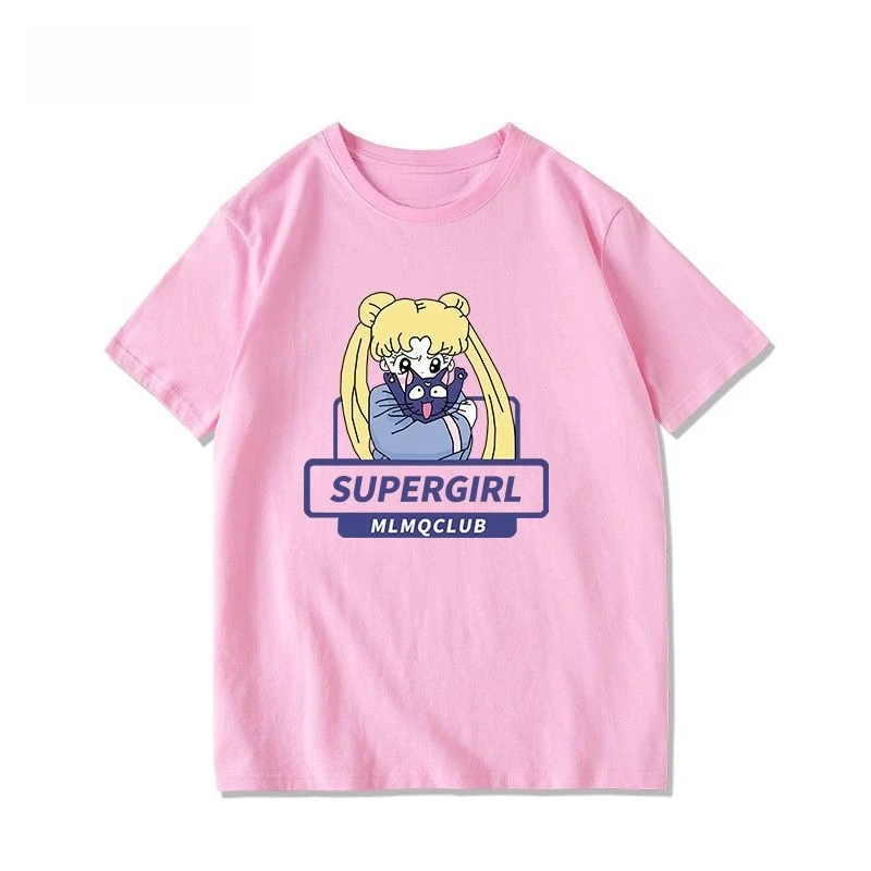 Sailor Sailor Sailor Moon Luna Casual Print Trendy T-shirt Summer Youth Pure Cotton Men's and Women's Short Sleeves