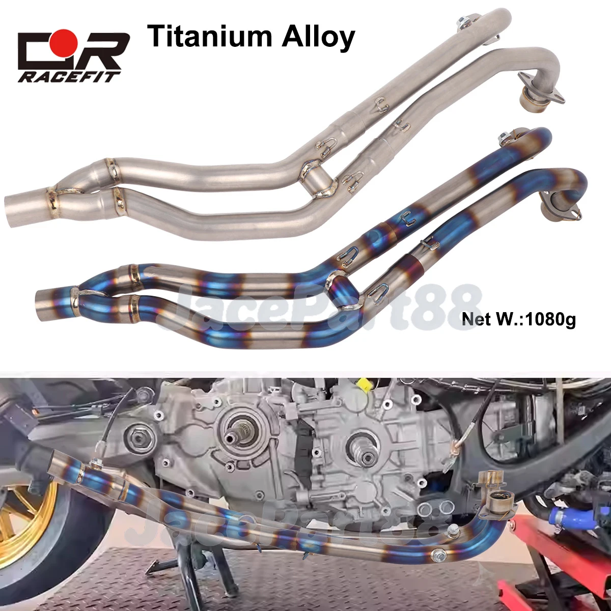 

Titanium Alloy Exhaust Escape Front Link Pipe Header For Kymco AK550 2017-2024 Original Connect Exhaust Slip On Muffler