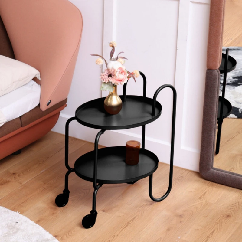 trolley coffee table modern living room small apartment movable sofa side light luxury balcony table