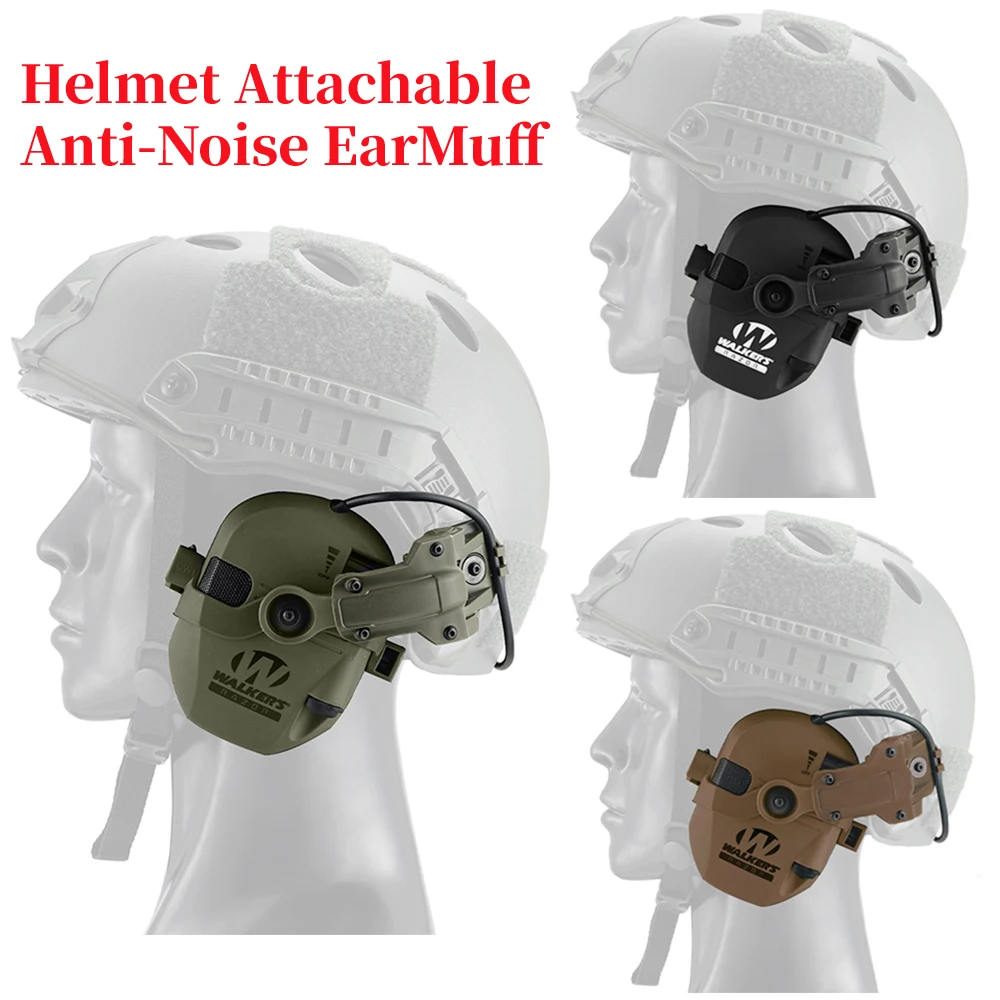 Hunting Active Noise Cancelling Helmet Attachable EarMuff Walker's Shooting Headset CS Game Headphone for ARC Helmet