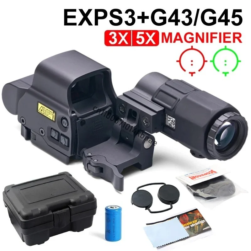 HWS EXPS3 المجسم ريد دوت البصر 558 + G43/G33/G45 3X/5X STS المكبر الهجين البصر كومبو نطاق البندقية للسكك الحديدية 20 مللي متر