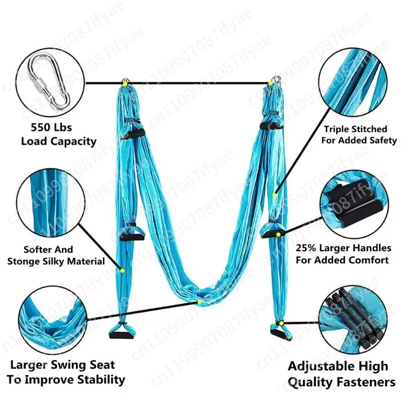 Flying Yoga Hammock Set Anti-Gravity Aerial Yoga Swing with Inverted Tool Nylon Material for Studio