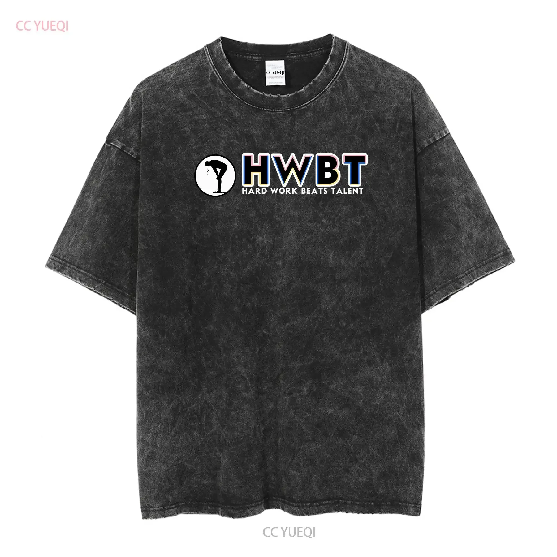 T SHIRT HWBT HARD WORK BEAT TALENT MOTIVATIONAL BLACK XL vintage Washed Casual designer clothes graphic Breathable Stylish