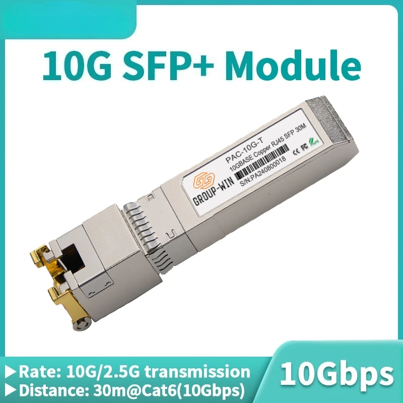 10G SFP + وحدة النحاس SFP + إلى RJ45 10GBase-T RJ45 موصل 30 متر متوافق مع Mikrotik/Zyxel/Hisource/HORACO/Router/Switch