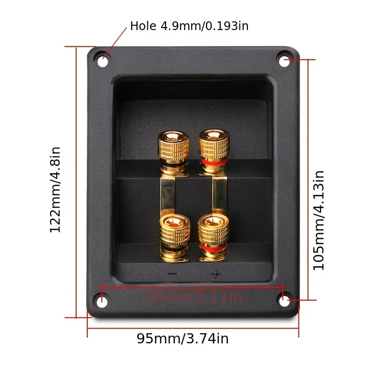 Speaker terminal box Square terminal box pure copper gold plated seed four-position wire terminal board Thickened Plastic speake