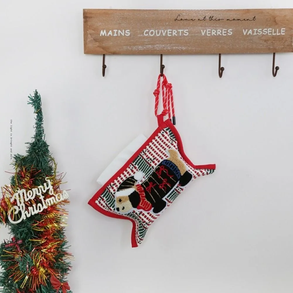 

New Rustic Style Dachshund Tissue Box Cute Portable Hanging Paper Dining Table Practical Storage Bag