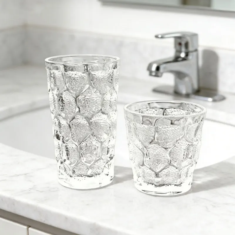 

238ml/308ml Creative Honeycomb Shaped Glass Cup Iced Coffee Mug Whiskey Cocktail Glasses Trendy Glacier Cup Juice Milk Tea Mugs