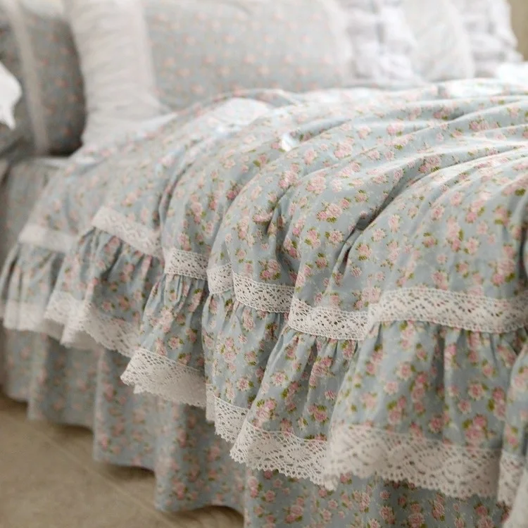 1 قطعة الدانتيل الرعوية كشكش غطاء لحاف روز غطاء لحاف مطبوع الملكة الملك الفراش اكسسوارات المنسوجات المنزلية بيع 200x230 سنتيمتر