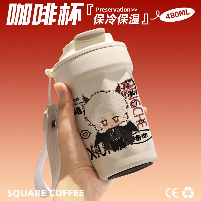 

Унисекс аниме Love and Deepspace Game Cos Rafayel Sylus 2025 Q-стиль с мультяшным принтом из нержавеющей стали 316, изолированная чашка в подарок