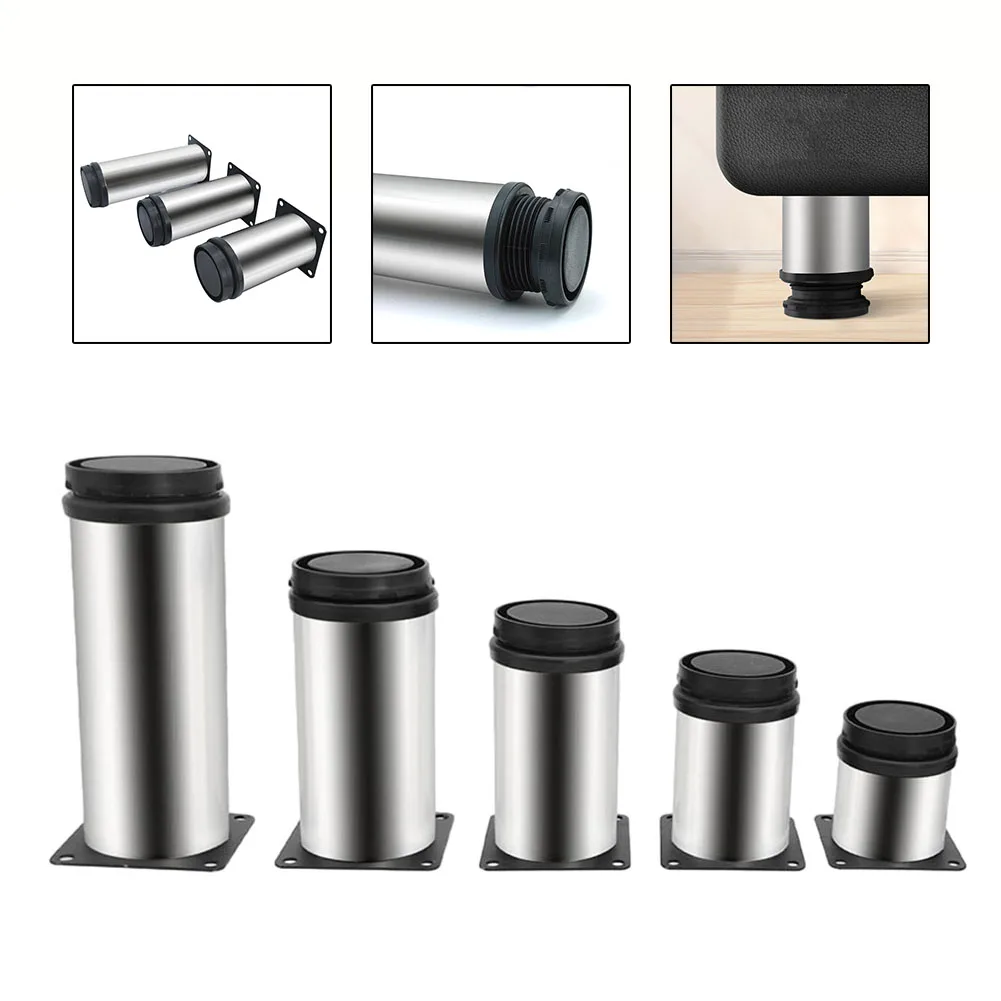 Kaki Furnitur Baja Tahan Karat Kaki Meja Dapat Disesuaikan Pengganti Kabinet Sofa Kaki Logam dengan Sekrup Perangkat Keras Furnitur