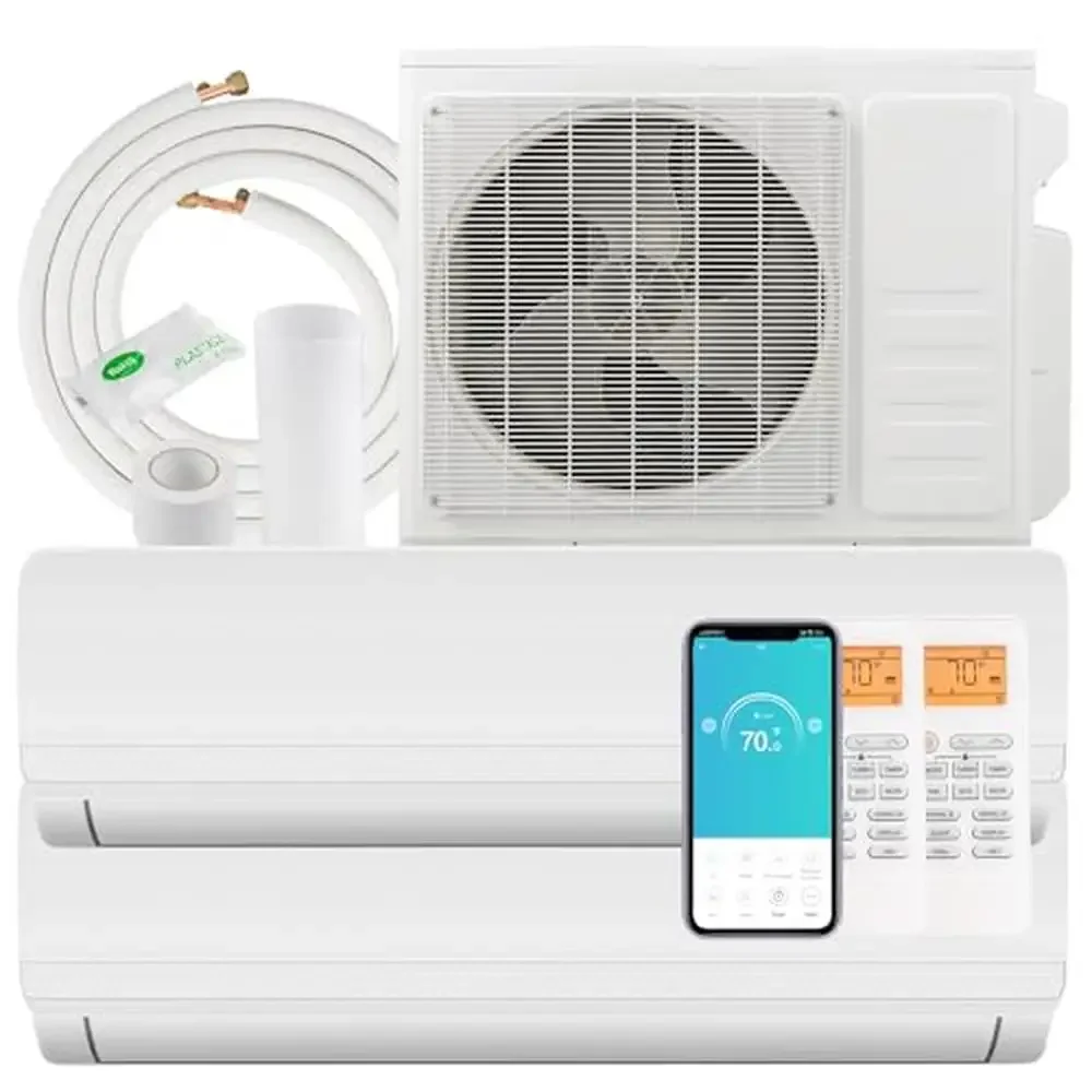 Multi-Zone Mini Split AC/Heating System 2 Zone 18K BTU 2X 12K BTU WiFi Alexa Control Quiet Operation Energy Saving Versatile