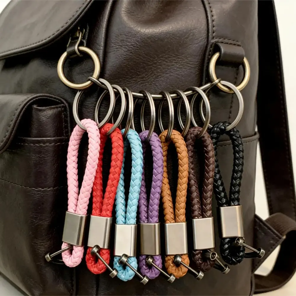 

Decoration Fashion Knit Car Keychain Metal Cortex Pendant Minimalist Personality Keyring Charms Hanging Accessories Gift