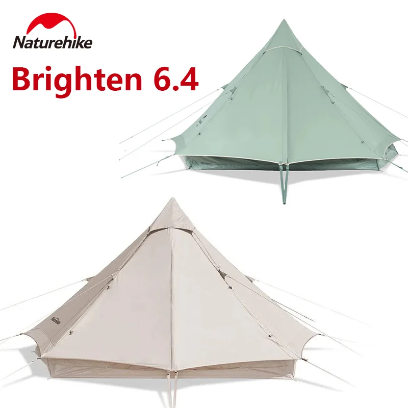 Naturehike Brighten 6.4 Cotton Pyramid Tent camping Breathable Outdoor Leisure Hiking Picnic Tipi 3-4 Person Family Travel Tent