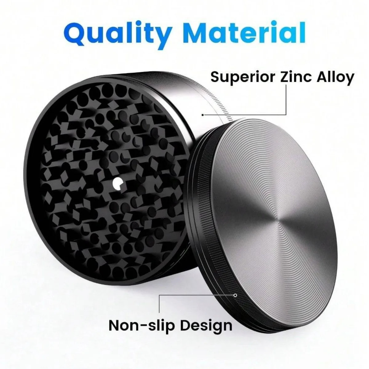 Moedor de Ervas Metálico de 2,5 Polegadas Grande com 4 Camadas, Moedor Manual de Sal e Pimenta, Ferramenta para Fumar Cigarros