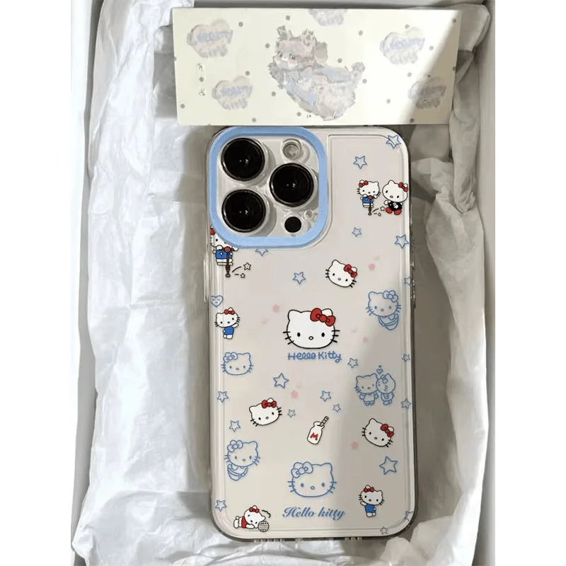 New Cute Cartoon Line Cat Pattern Tpu Transparent Phone Case for iPhone 17 16 15 14 13 Pro Max Plus Anti-fall Girls Gift