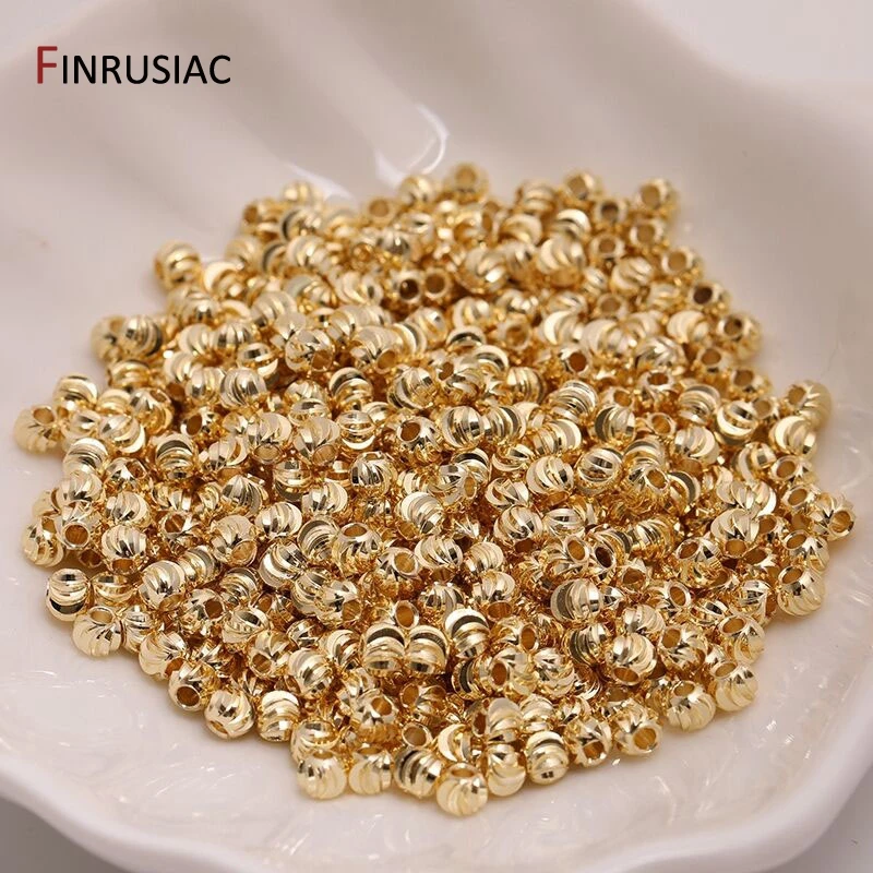 18 Karat vergoldete, gestreifte Blumenperlen, Trenner für Perlen, 2,5/3/4 mm Armband-Abstandsperlen, Schmuckherstellung, DIY-Zubehör – Detail 25