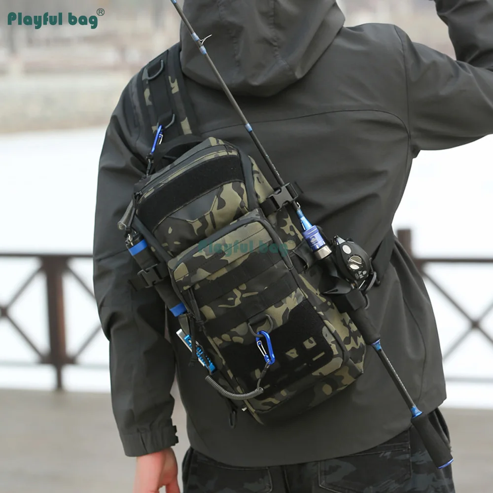 Tactical Fishing Sling Bag Molle Crossbody Chest Pack for Outdoor Travel Motorcycle Riding & Daily Commute AVA380
