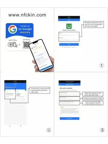 Hilo Programmable NFC 215 Square for Google Review Card NFC Station Table 13.56Mhz QR Code Editable Standing Card