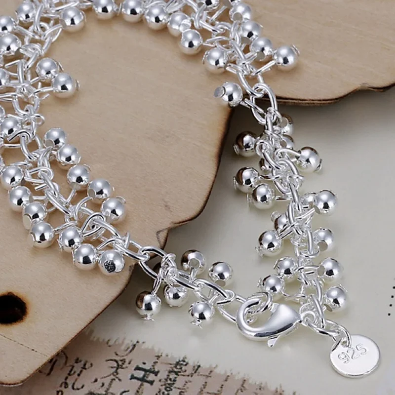 925 Silver Bracelets Charms Bead Chain Fashion Cute Nice Women Grapes Bracelet Wedding Jewelry Free Shipping