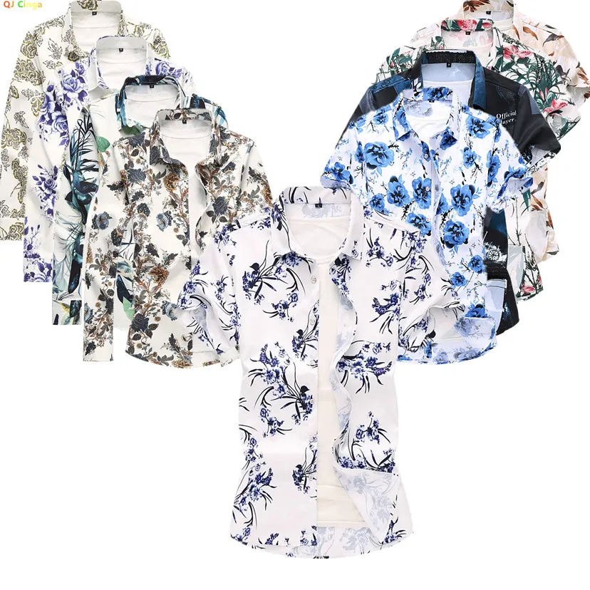 2026 Summer Men's Short Sleeve Printed Shirts, 25 Color Options, Asian Size Stretch Shirt.