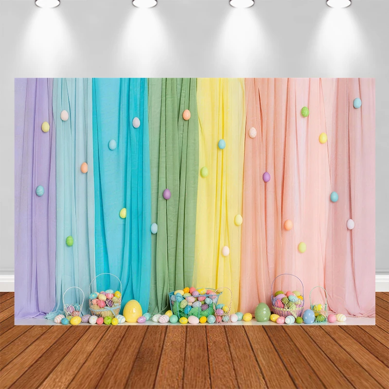 Bunny Easter Backdrops Birthday Cake Smash Adult Photography Props Baby Child Photocall Decor Wooden Fence Green Vine Background
