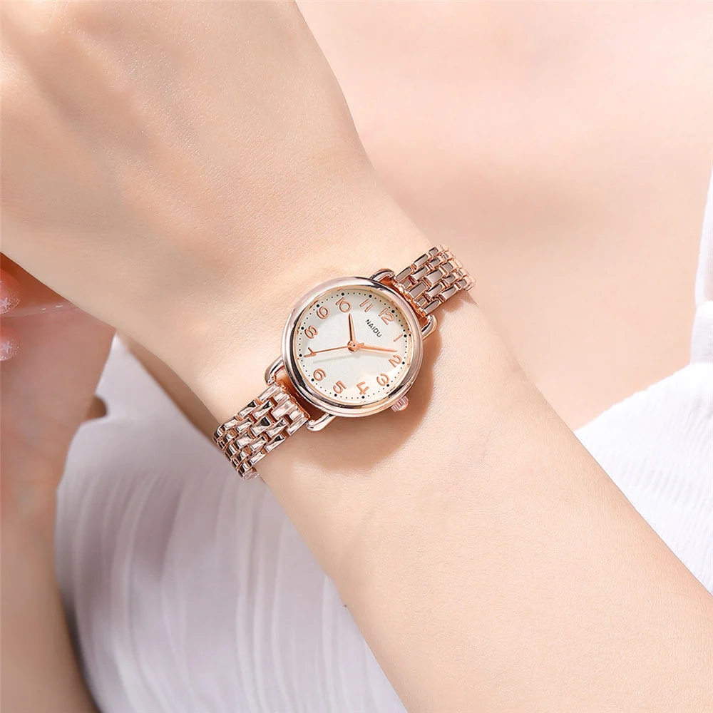 trendy small dial women bracelet quartz steel watch