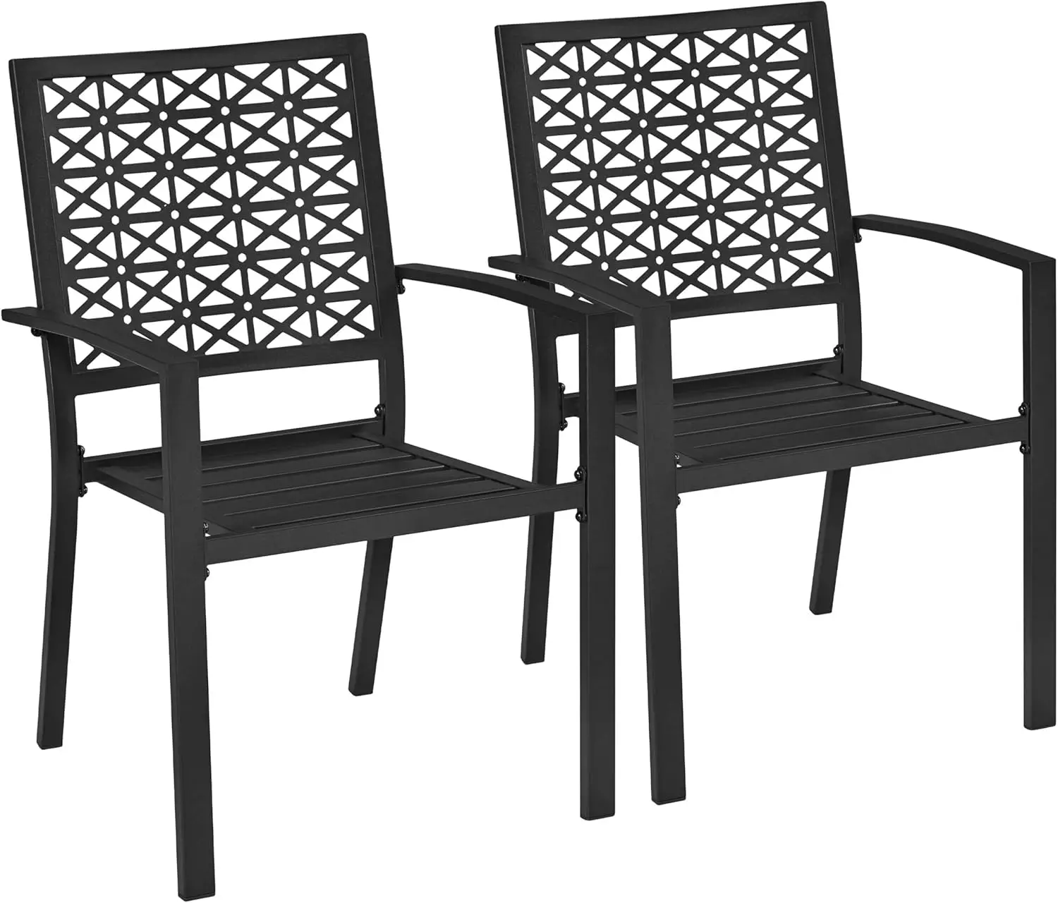 

Outdoor Dining Chairs Set of 2, Heavy-Duty Steel Patio Chairs with Armrests, Stackable for Garden, Lawn