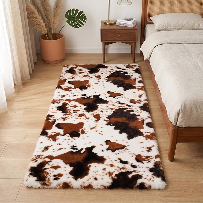Immitation Rabbit Fur Rug Carpet for Bedroom Living Room Luxury Cozy Irregular Home Decor Floor Mat Bedside Area Rug Foot Pad