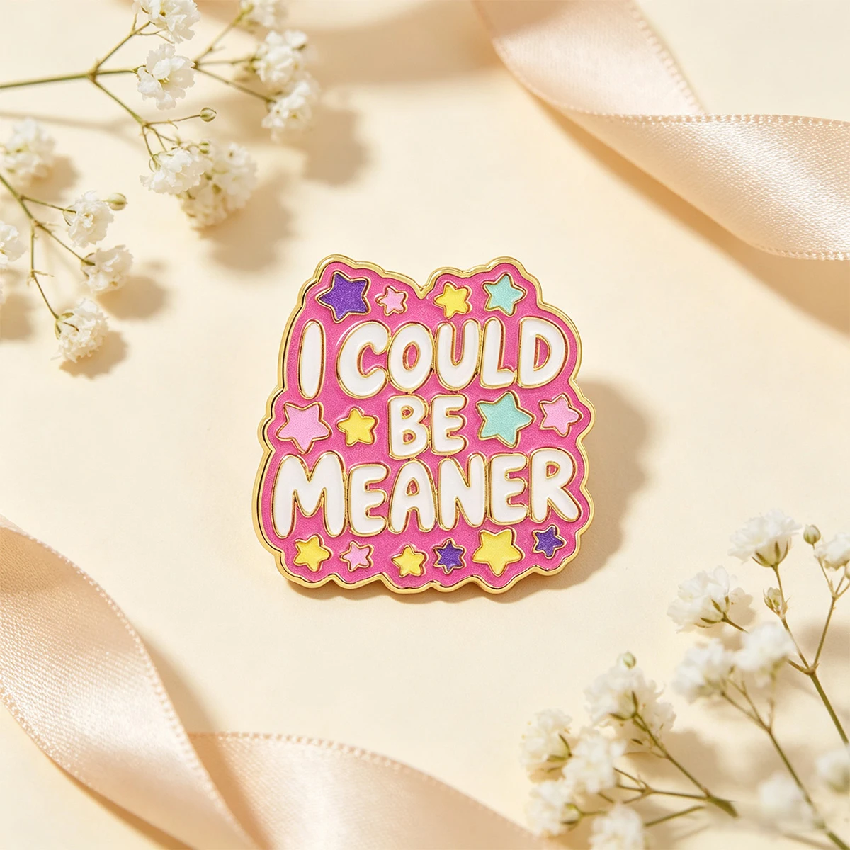 9 Stück Lustige Zitat-Emaille-Pins "I Could Be Meaner" Bunte Stern-Anstecknadel für Jeans, Rucksack, Humorvolles Accessoire, Geschenk – Detail 6