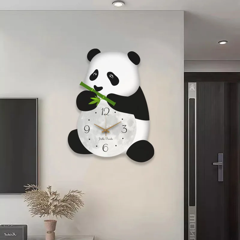 Lovely Panda Shape Wall Clock Silent Kids Bedroom Living Room Cartoon Animal Ornament Office Home Decor Gifts for Family