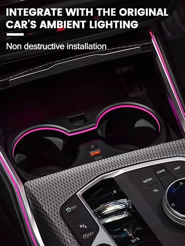 2/3/4 Serie Getränkehalter-Lampe Ambientebeleuchtung mit ultraschnellem Laden für BMW G20 I3 I4 G22 Auto-Getränkehalter 11 Farben LED – Detail 9