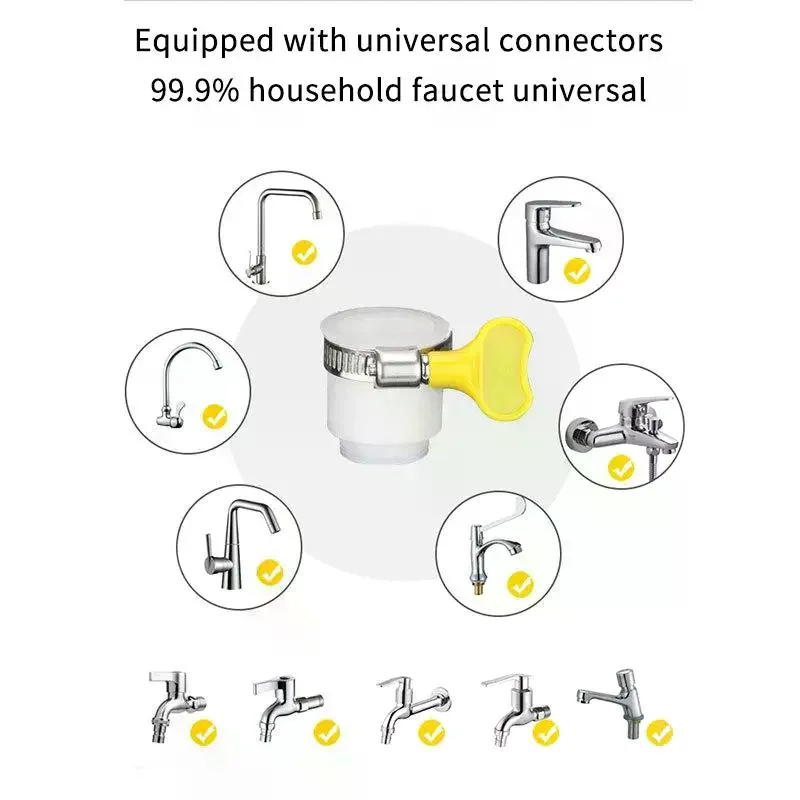 Water Tap Connector Thick Brass Threaded Adapter Tap Adapter Water Faucet Extender Adjustable Yellow Plastic Handle Hand Twist